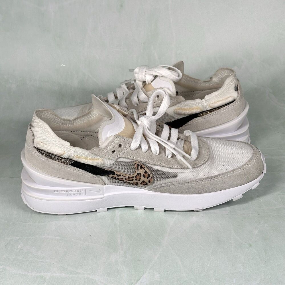 Nike Shoes Women’s Size 7.5 Waffle One SE Leopard White Sneakers DJ9776-100 - Picture 7 of 15